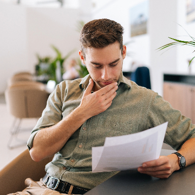 person looking at a document